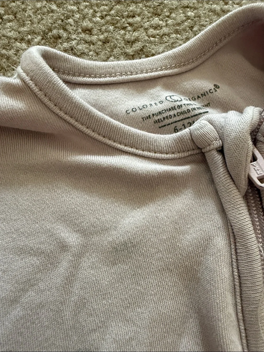 Colored Organics Light Mauve Footed One-Piece Zipper Pajamas